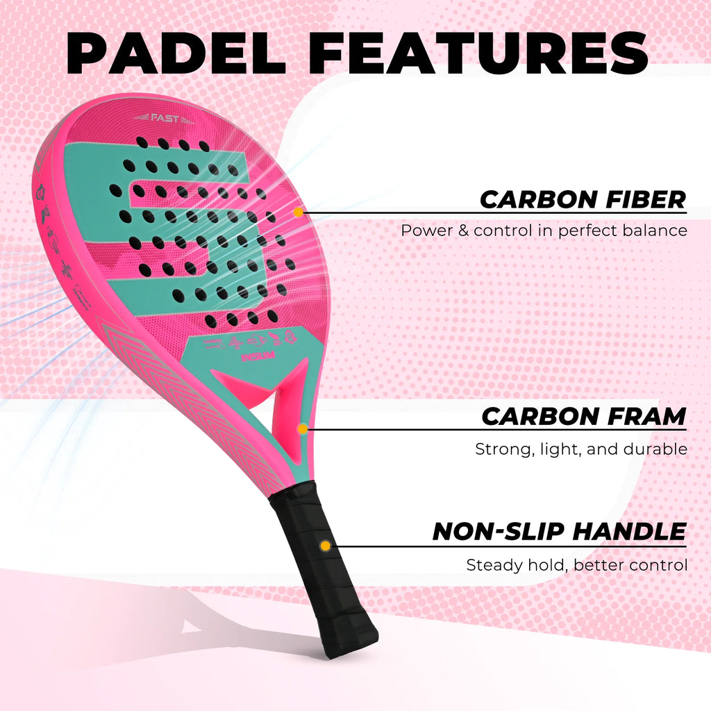 Raquete de Padel INSUM Carbon Fiber | EVA Memory Foam para Iniciantes e Avançados