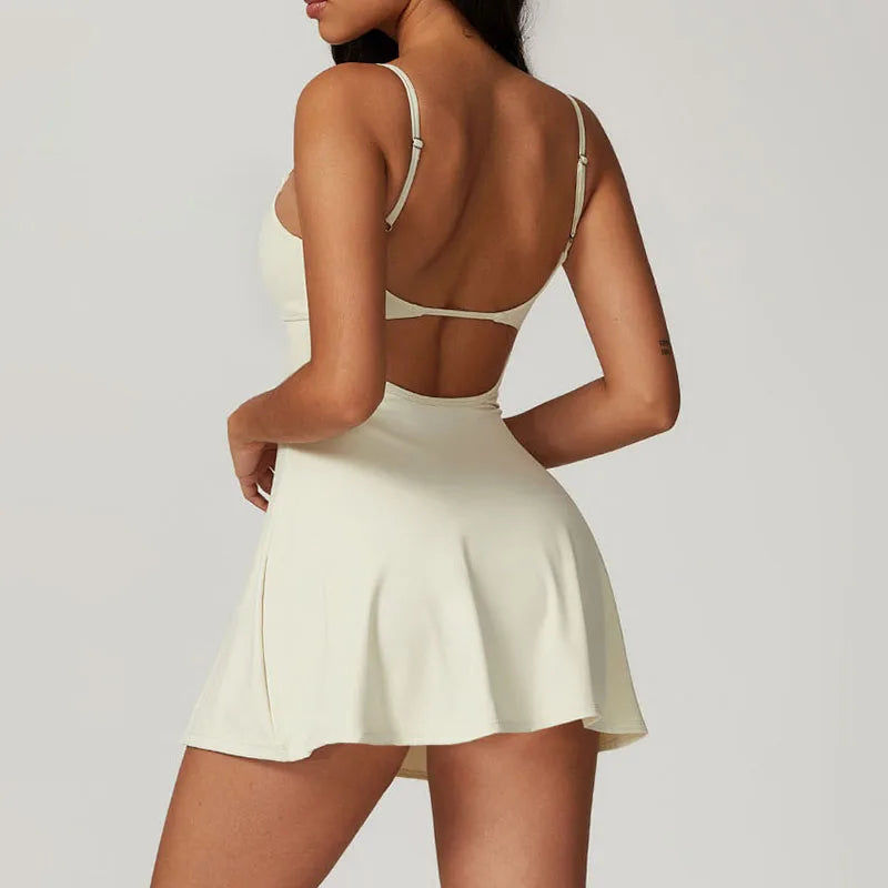 Vestido Esportivo Feminino Cloud Hide Uma Peça | Golf Tênis Yoga Corrida Saia Longa Fitness
