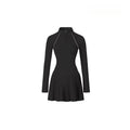 Vestido Esportivo Feminino com Zíper e Gola Mandarim | Manga Longa Anti-Exposição Tênis Corrida