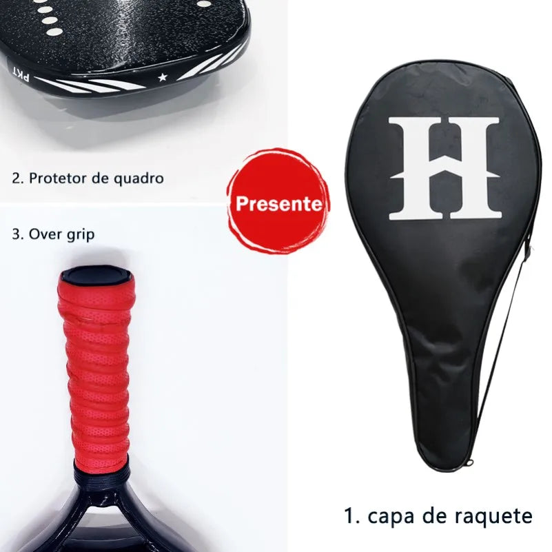 Raquete de Beach Tennis HOOWAN BLACKSHARK | Carbon UD Grafite Superfície Rugosa 22mm