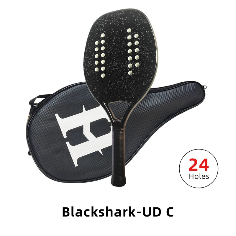 Raquete de Beach Tennis HOOWAN BLACKSHARK | Carbon UD Grafite Superfície Rugosa 22mm