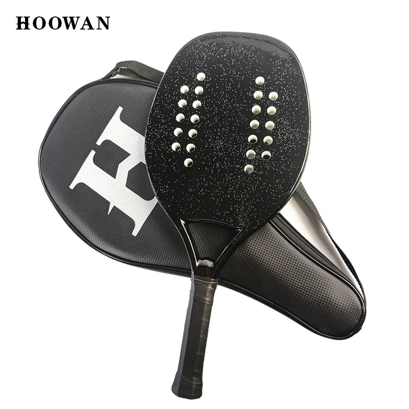Raquete de Beach Tennis HOOWAN BLACKSHARK | Carbon UD Grafite Superfície Rugosa 22mm