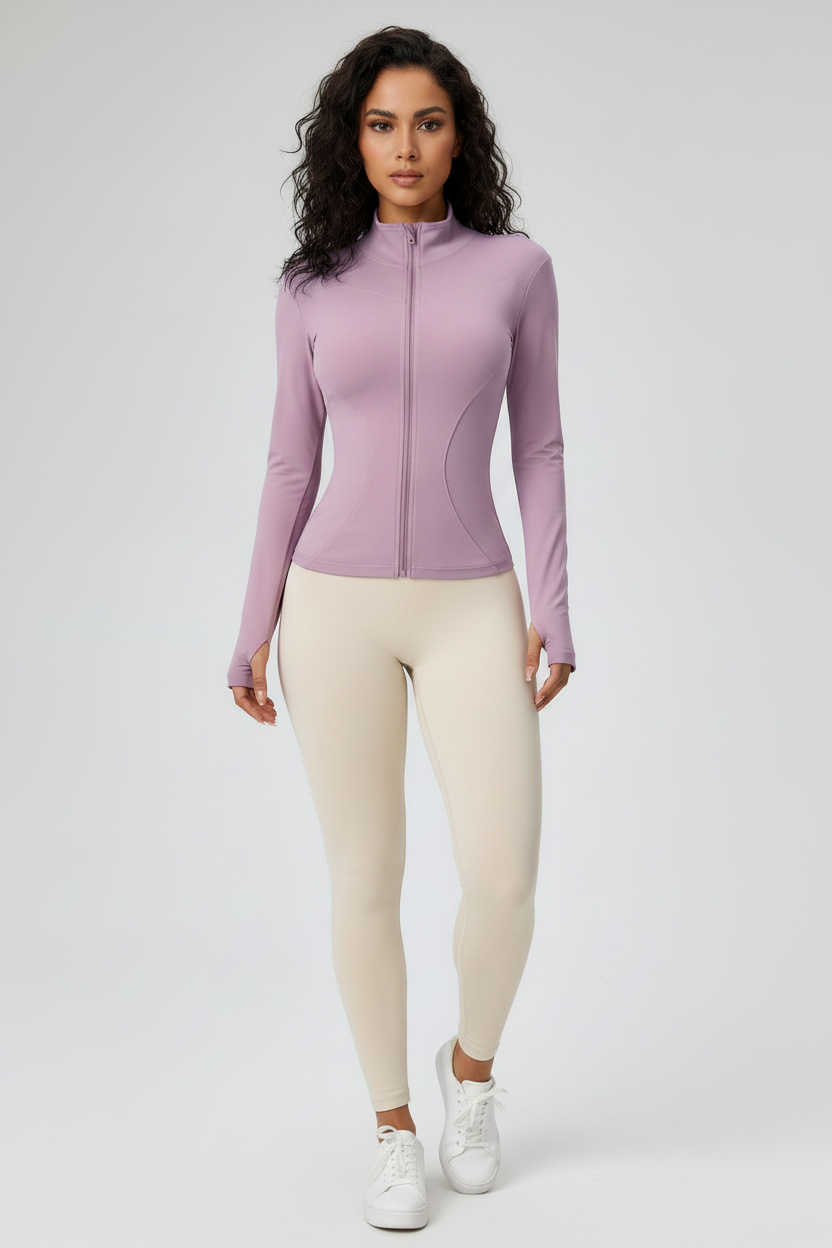 Jaqueta Feminina Esportiva Lilás — Frente — Lima Rosa