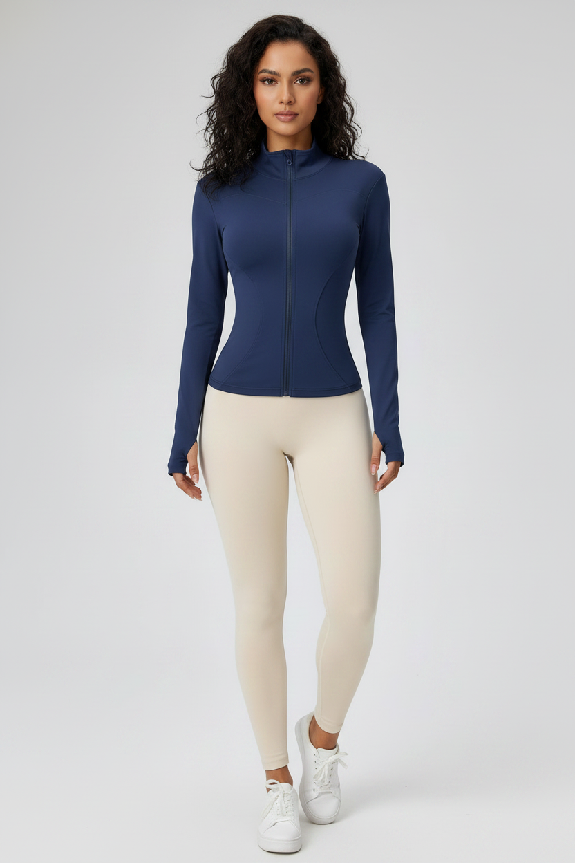 Jaqueta Feminina Esportiva Azul Marinho — Frente — Lima Rosa