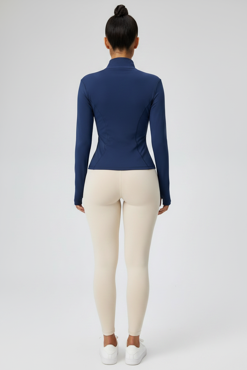 Jaqueta Feminina Esportiva Azul Marinho — Costas — Lima Rosa